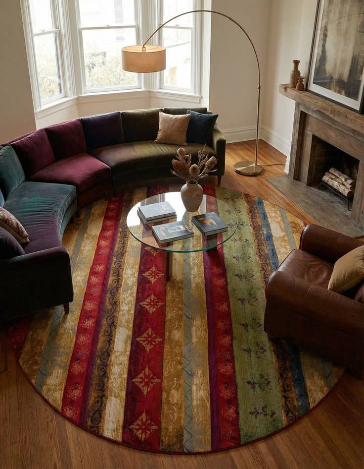 Detail image of 12' x 12'  Washable Modern Indoor / Outdoor Round Rug