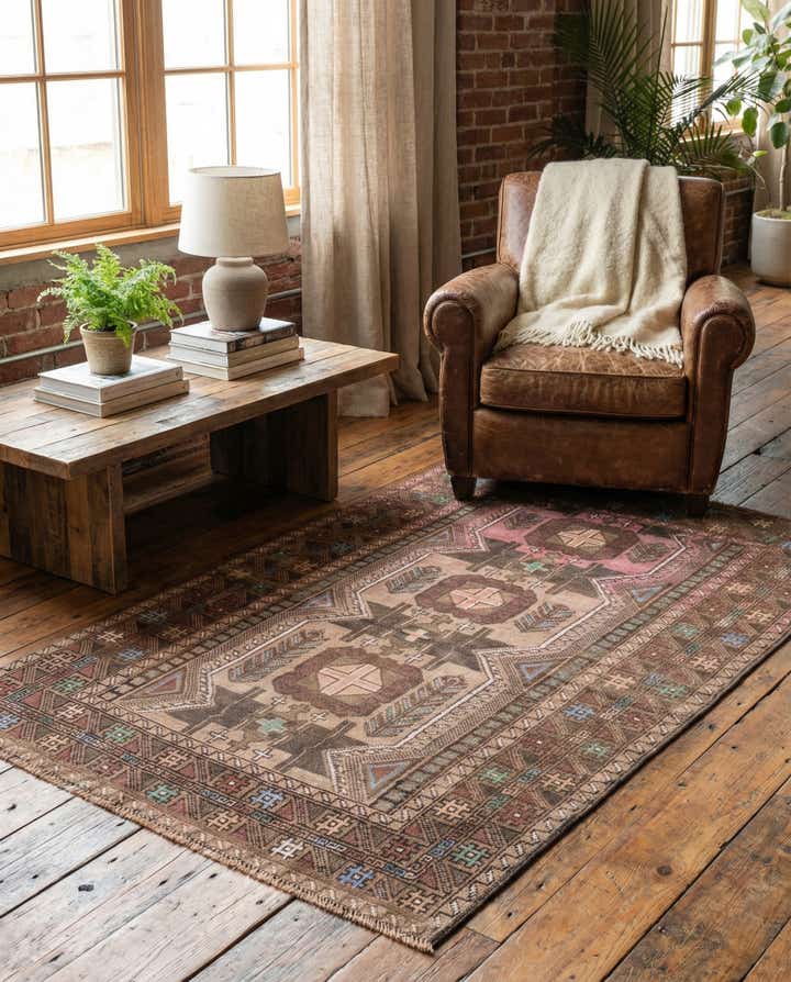 110cm x 195cm Handgeknüpft Ultra Vintage Persisch Wolle Teppich