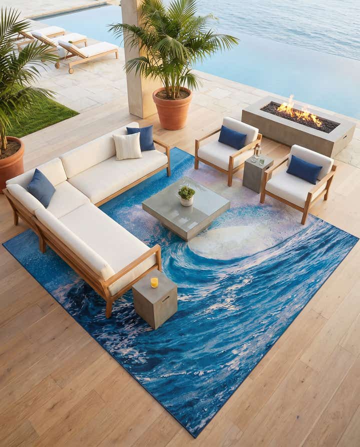 10' x 10' Easy-Clean Modern Indoor / Outdoor Square Rug