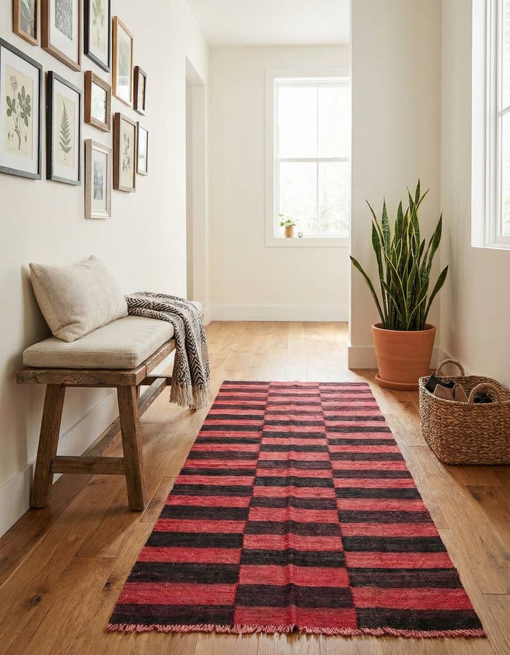 Detail image of 2' 7 x 5' 4  Hand Woven Kilim Modern Wool Runner Rug