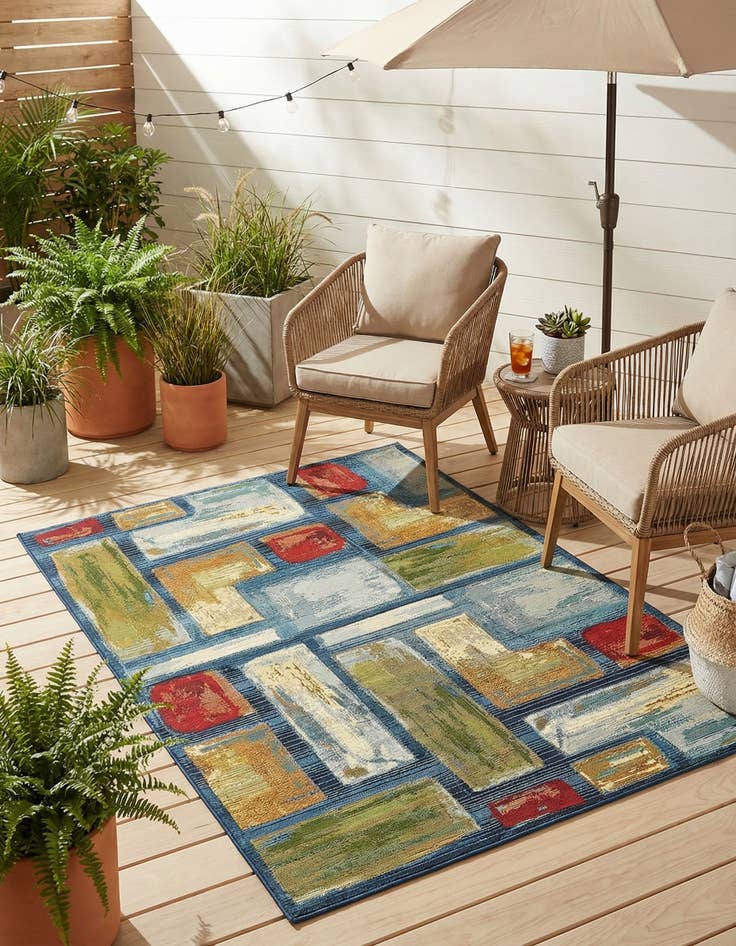 Detail image of 4' x 6'  Washable Modern Indoor / Outdoor Rug
