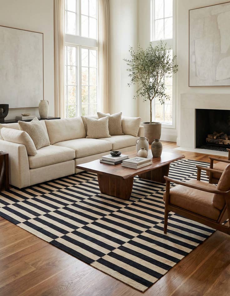 Detail image of 10' 6 x 12' 10  Hand Woven Kilim Modern Wool Rug