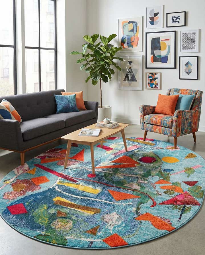 7' 10 x 10' Washable Vivid Oval Rug