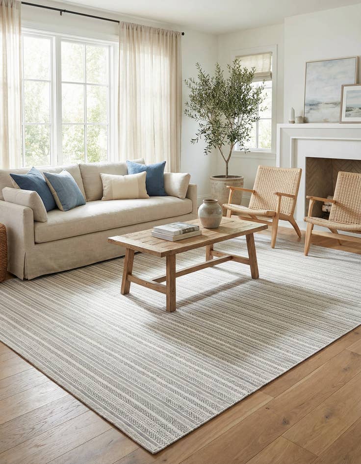 Detail image of 10' x 14'  Washable Striped Indoor / Outdoor Rug