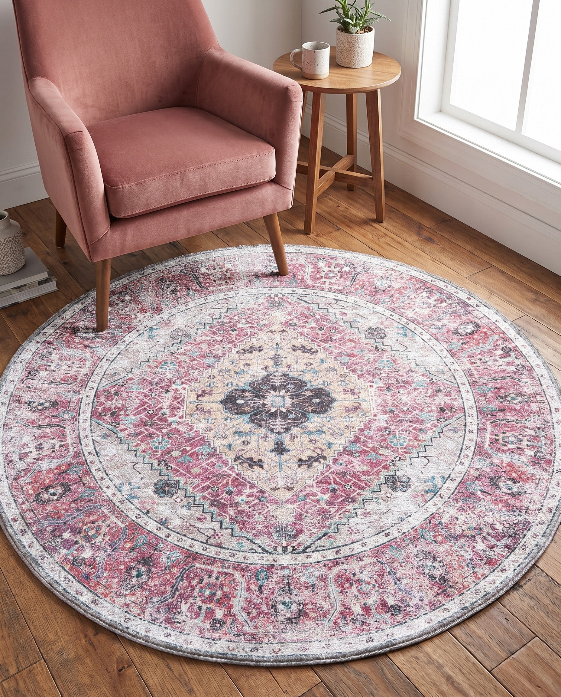 4' x 4' Washable Yara Round Rug