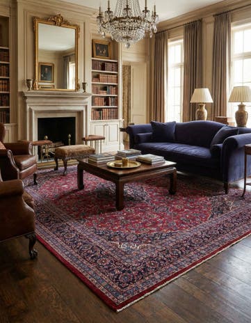 9' 9 x 12' 7 Hand Knotted Mashad Persian Wool Rug