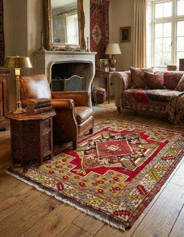 3' 8 x 5' 4 Hand Knotted Anatolian Oriental Wool Rug