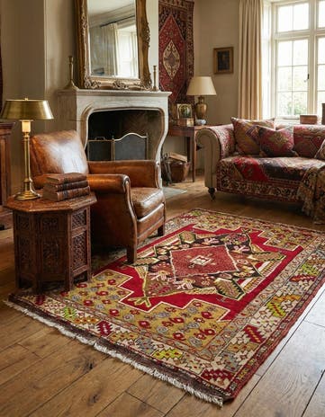 3' 8 x 5' 4 Hand Knotted Anatolian Oriental Wool Rug