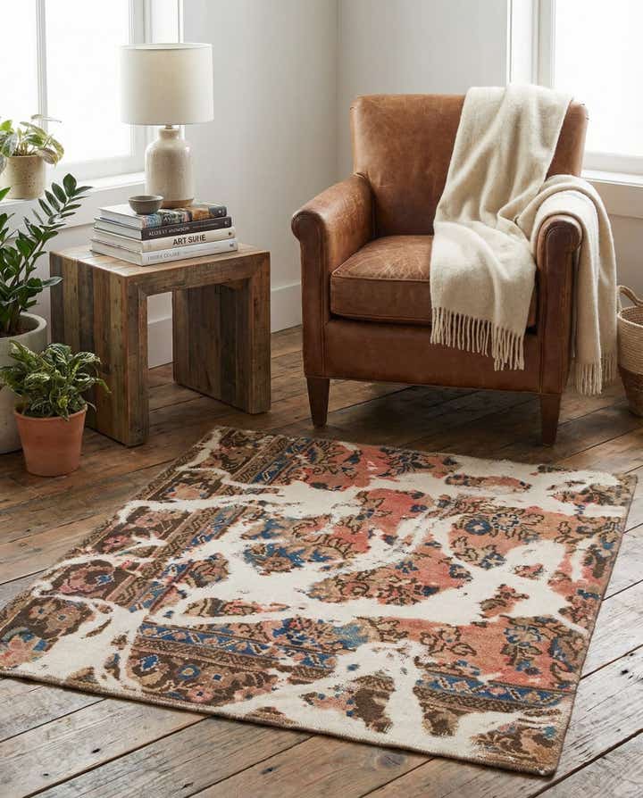 3' 3 x 3' 9 Hand Knotted Ultra Vintage Persian Wool Square Rug