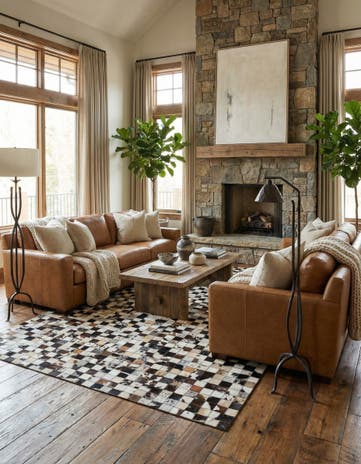 5' x 7' 10 Cowhide Leather Rug