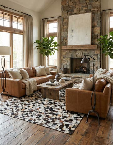 5' x 7' 10 Cowhide Leather Rug