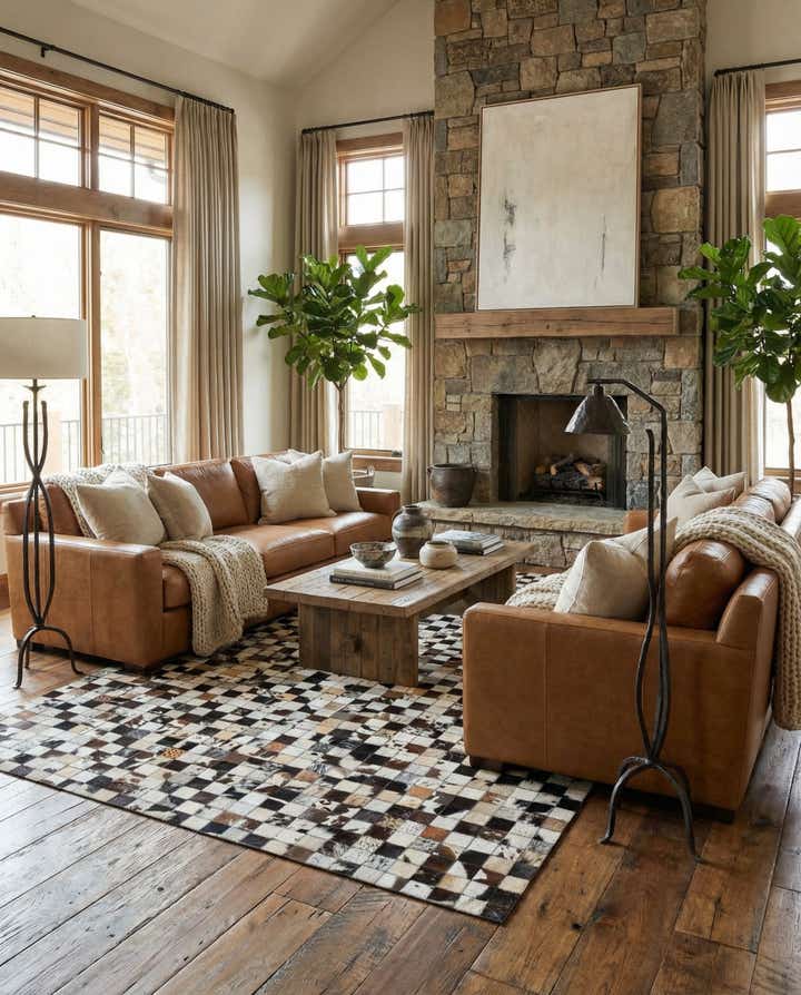 5' x 7' 10 Cowhide Leather Rug