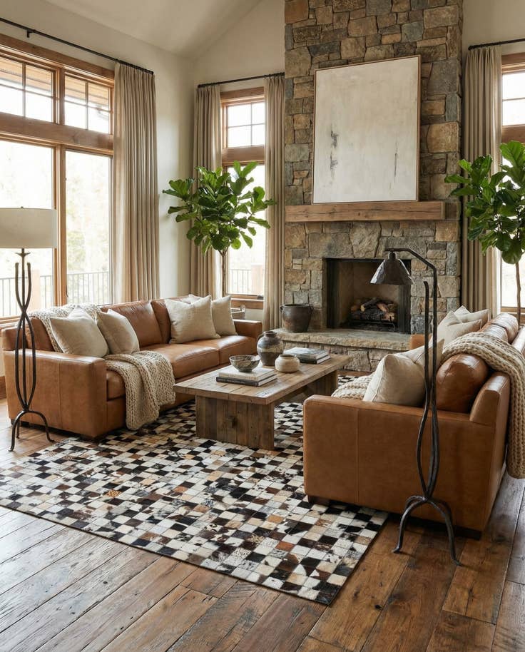 Detail image of 5' x 7' 10 Cowhide Leather Rug