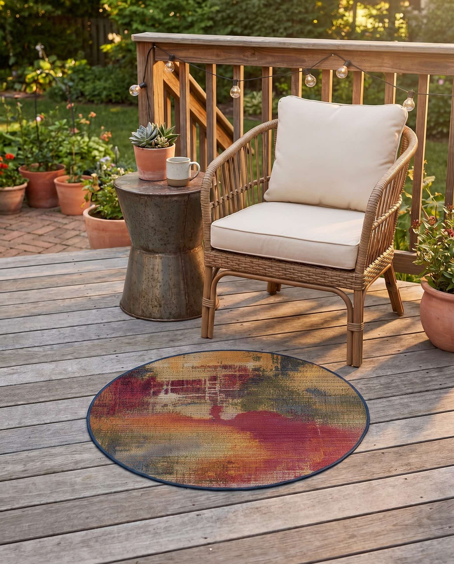 2' 7 x 2' 7 Easy-Clean Modern Indoor / Outdoor Round Rug