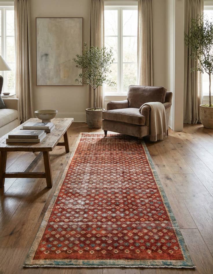 Detail image of 3' 4 x 9' 5  Hand Knotted Ultra Vintage Persian Wool Runner Rug