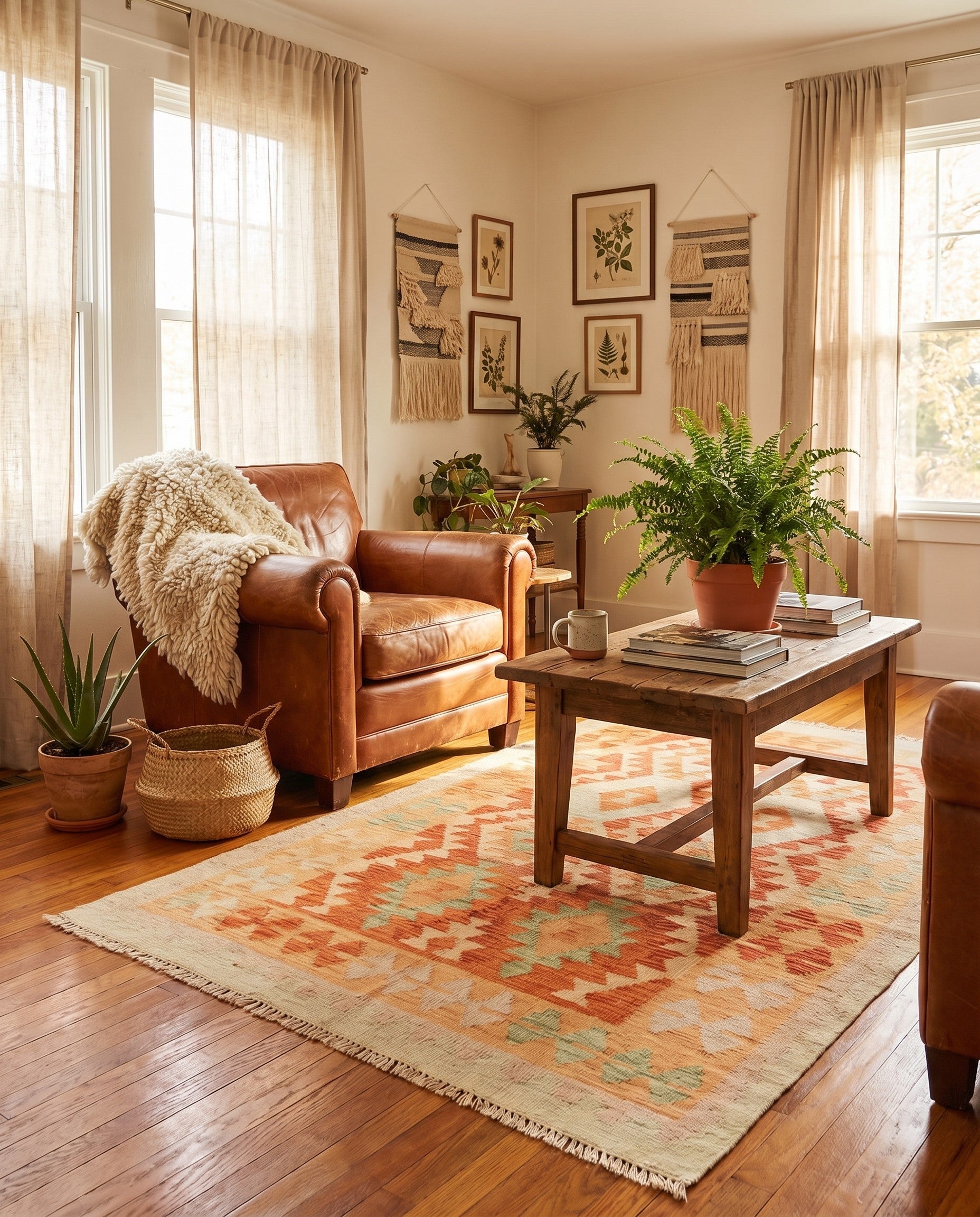 3' 4 x 5' Hand Woven Kilim Waziri Wool Rug