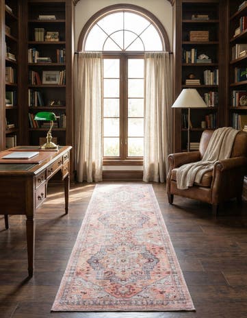 Apricot and pink Washable Mangata Runner Rug