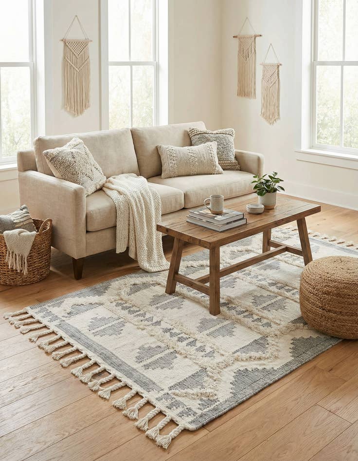 Detail image of  4' 1 x 6' 1  Hand Woven Arizona Wool Rug