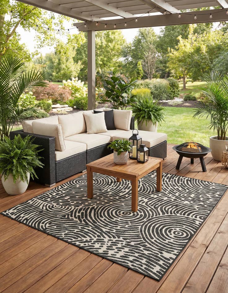 Detail image of 7' 10 x 7' 10 Easy-Clean Modern Indoor / Outdoor Square Rug