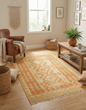 2' 7 x 4' 4 Hand Woven Kilim Waziri Wool Rug