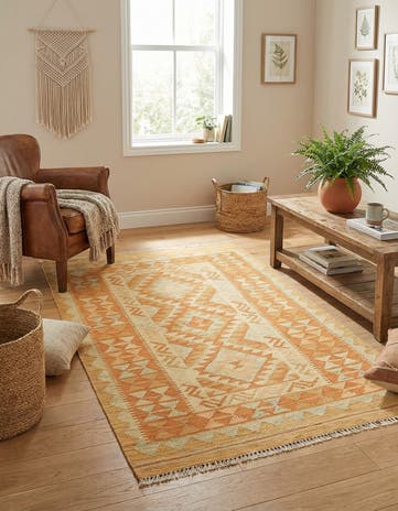 2' 7 x 4' 4 Hand Woven Kilim Waziri Wool Rug