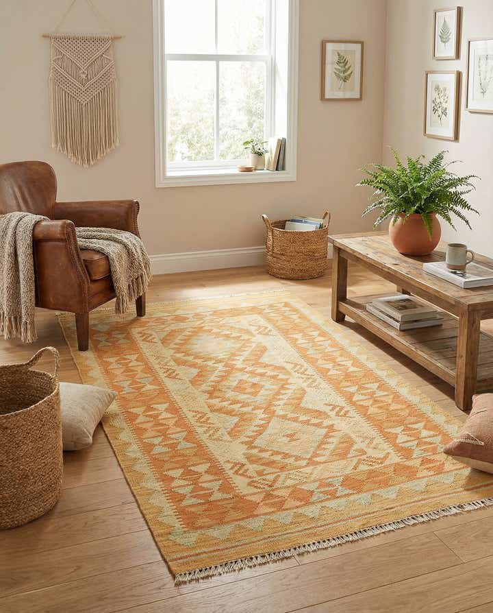 2' 7 x 4' 4 Hand Woven Kilim Waziri Wool Rug