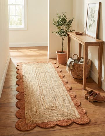 2' x 5' 1 Handmade Scallop Braided Jute Runner Rug