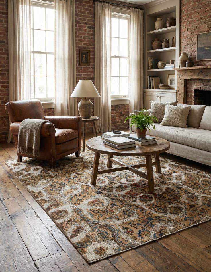 Detail image of 5' 6 x 6' 4  Hand Knotted Ultra Vintage Persian Wool Square Rug