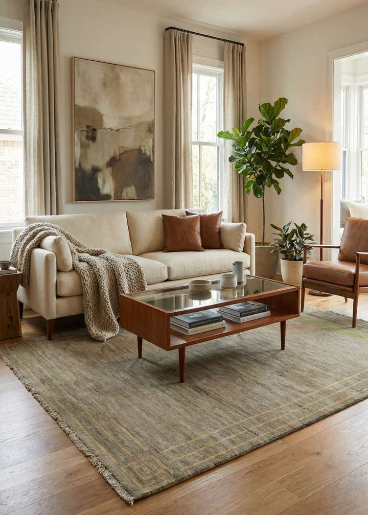 4' 7 x 6' 5 Hand Knotted Modern Ziegler Rug