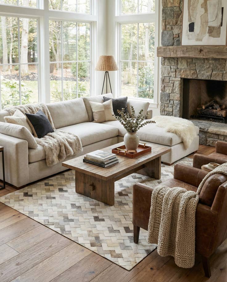 Detail image of 5' 2 x 8' Cowhide - Patchwork Rug