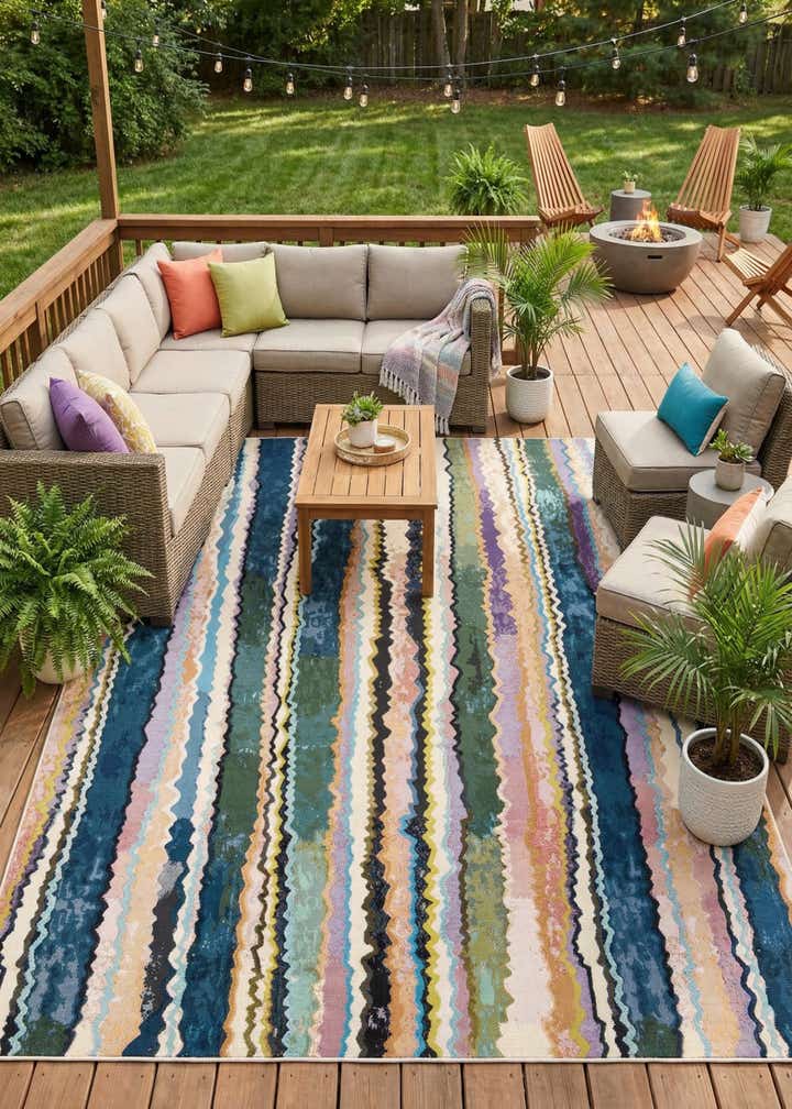 9' x 12' Easy-Clean Modern Indoor / Outdoor Rug