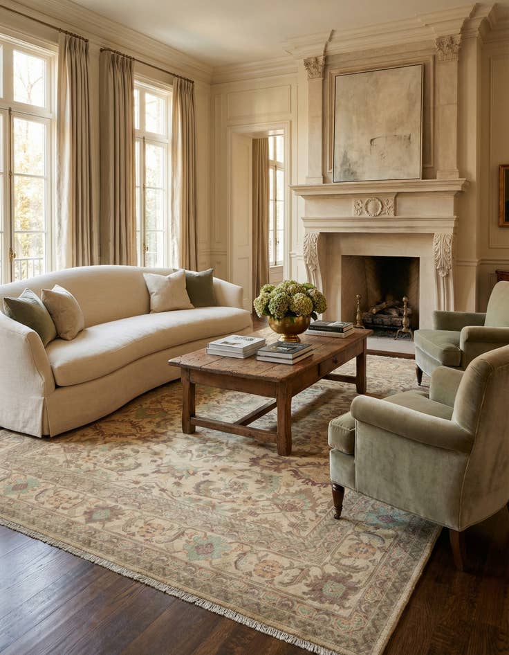 Detail image of 8' 5 x 10' 8  Hand Knotted Ziegler Wool Rug