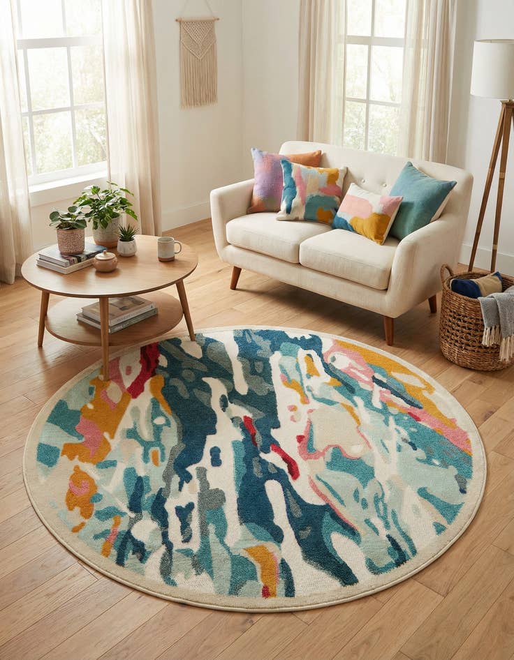 Detail image of  6' x 6'  Washable Casablanca Indoor / Outdoor Round Rug