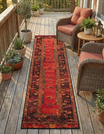 Easy-Clean Tribal Indoor / Outdoor Runner Rug