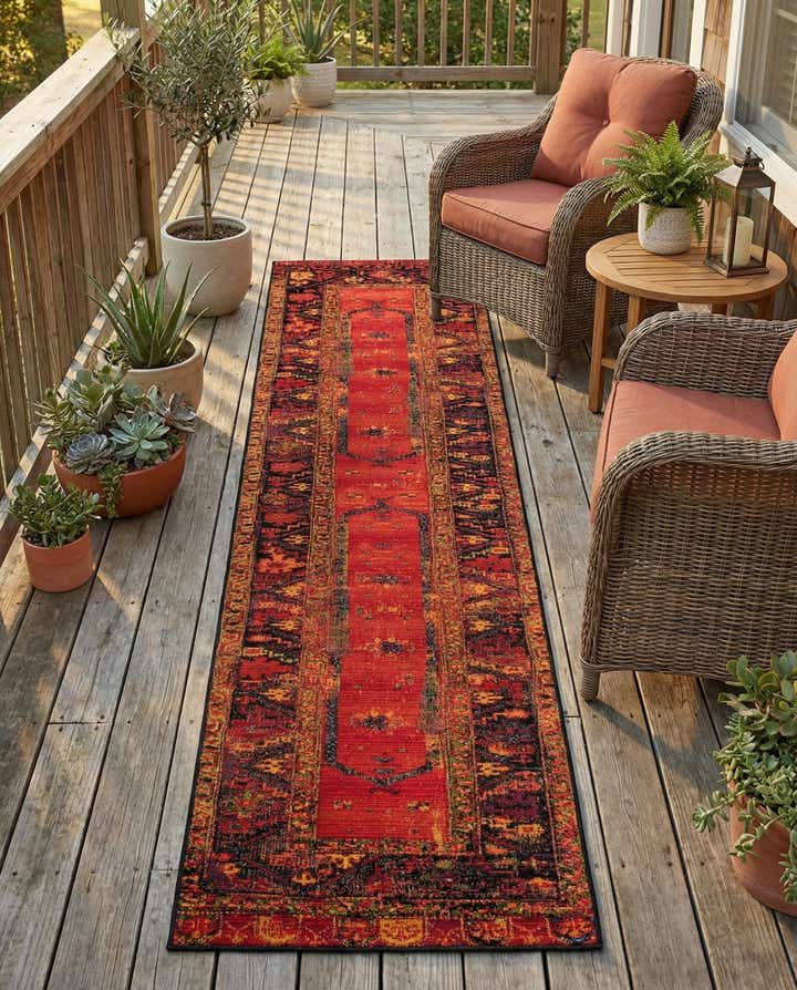 2' 7 x 12' Easy-Clean Tribal Indoor / Outdoor Runner Rug