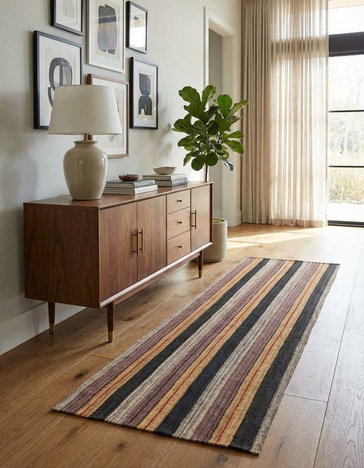 Detail image of 2' 8 x 9' 4  Hand Woven Kilim Modern Wool Runner Rug