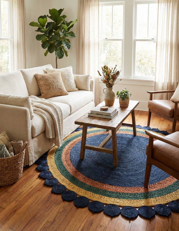 Detail image of 7' 10 x 7' 10  Hand Braided Jute Round Rug