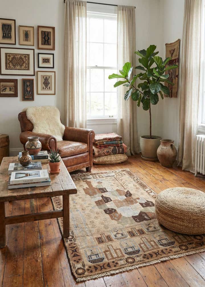 4' x 6' 5 Hand Knotted Balouch Persian Wool Rug