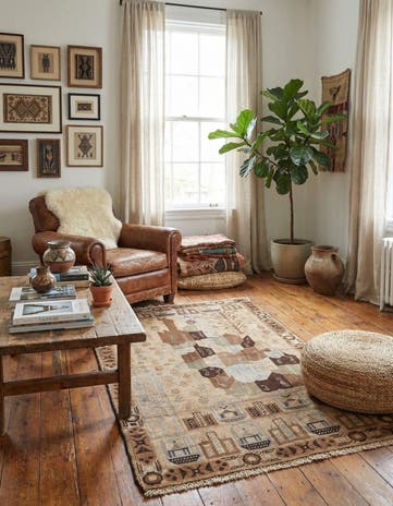 4' x 6' 5 Hand Knotted Balouch Persian Wool Rug