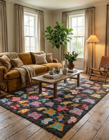 5' 7 x 8' 2 Hand Woven Kilim Suzani Wool Rug