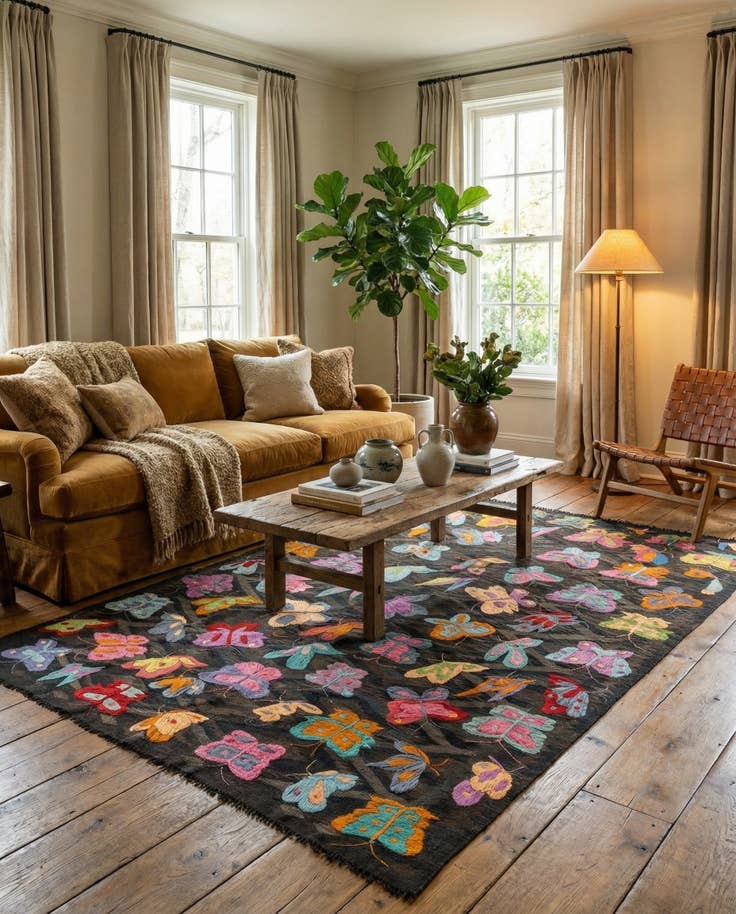 Detail image of 5' 7 x 8' 2 Hand Woven Kilim Suzani Wool Rug