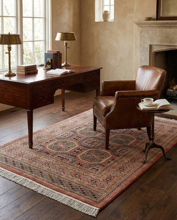 Detail image of 4' 2 x 6' 6 Hand Knotted Bokhara Rug