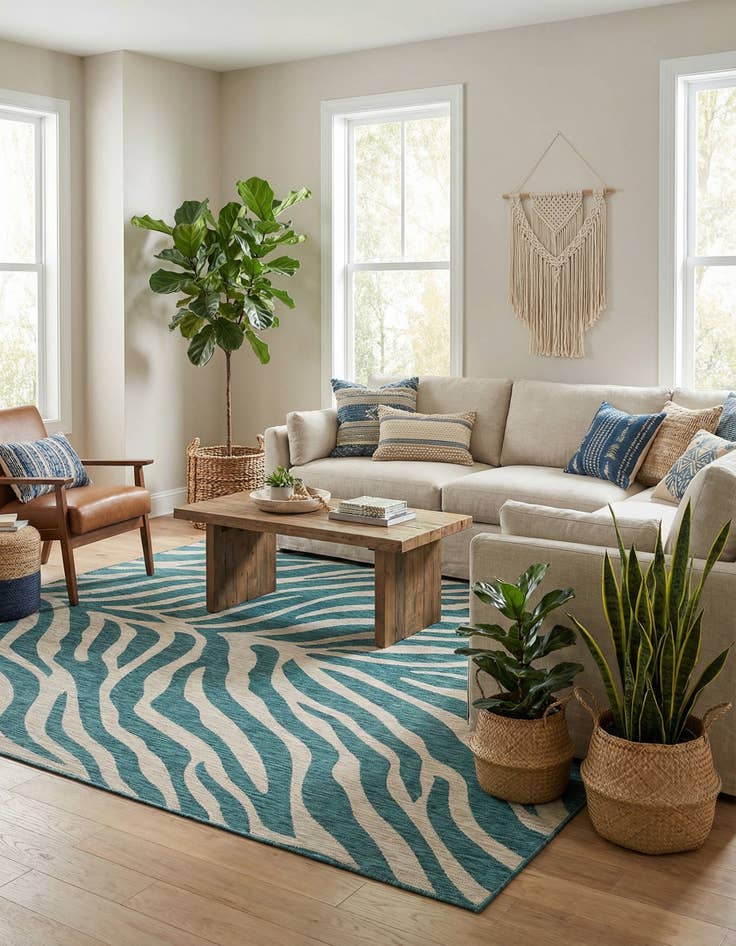 Detail image of 10' x 10'  Washable Safari Indoor / Outdoor Square Rug