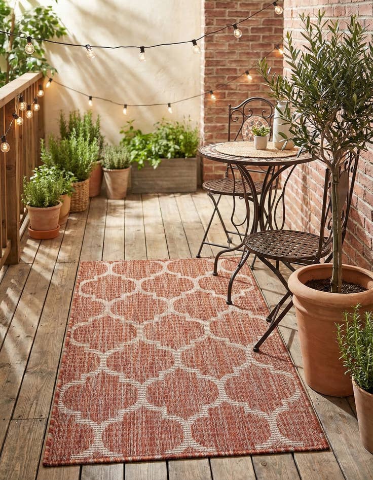 Detail image of  2' x 3' 1  Washable Lattice Indoor / Outdoor Rug