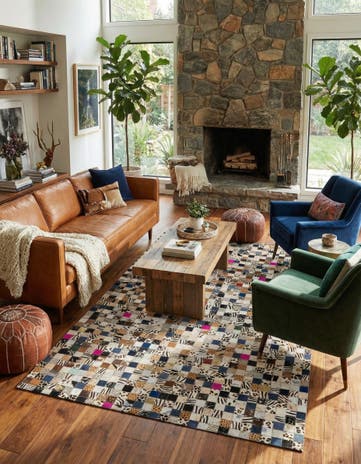 5' x 8' Cowhide Leather Rug