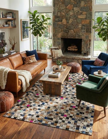 5' x 8' Cowhide Leather Rug