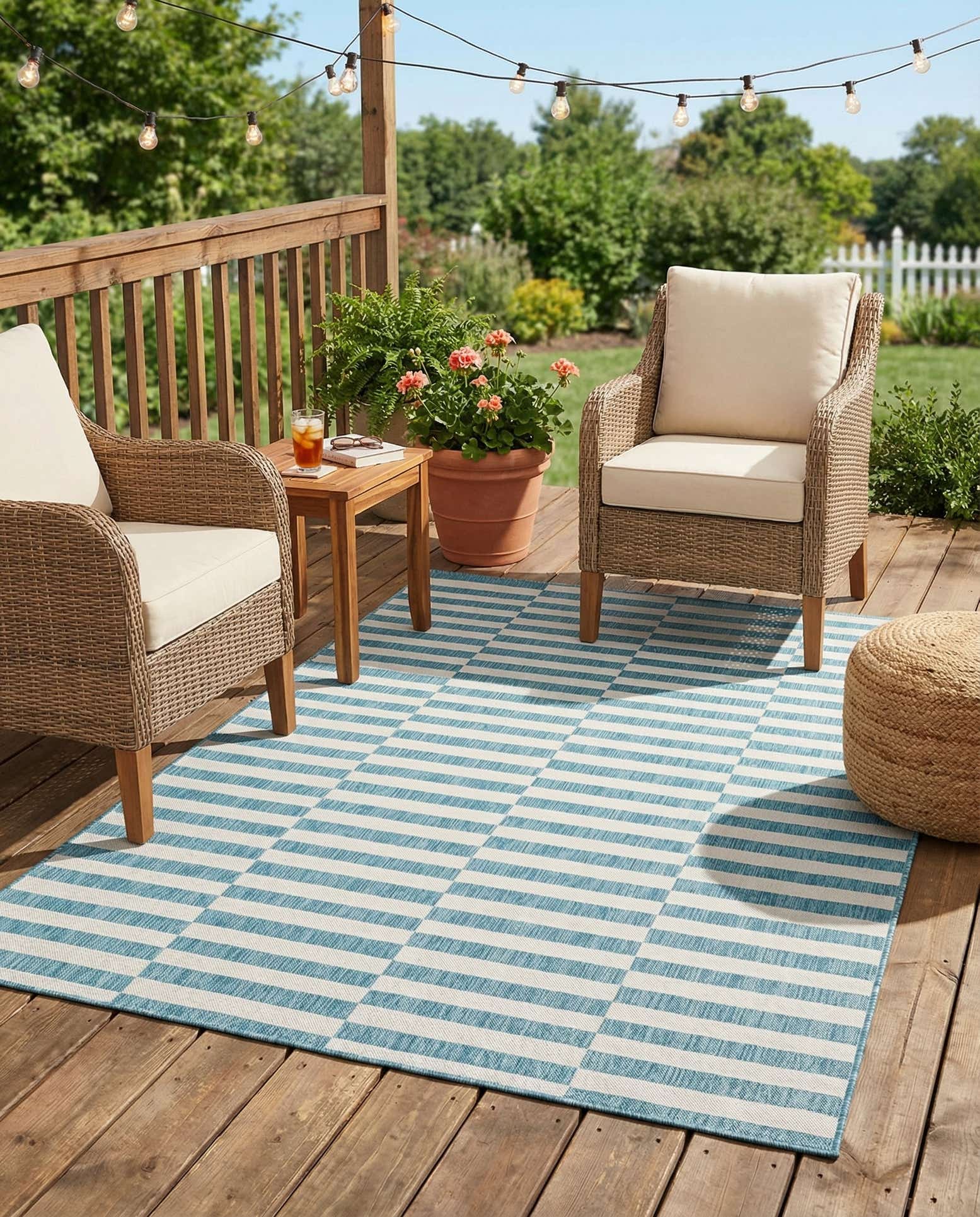 6' x 9' Easy-Clean Striped Indoor / Outdoor Rug