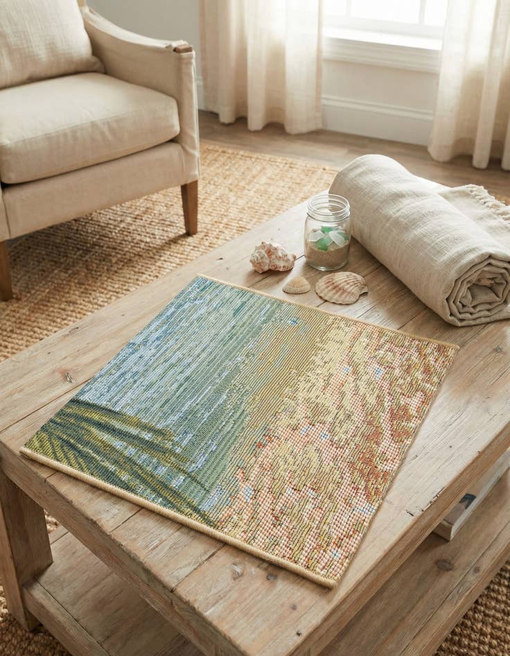 Detail image of  1' 4 x 1' 4  Washable Coastal Indoor / Outdoor Sample Rug