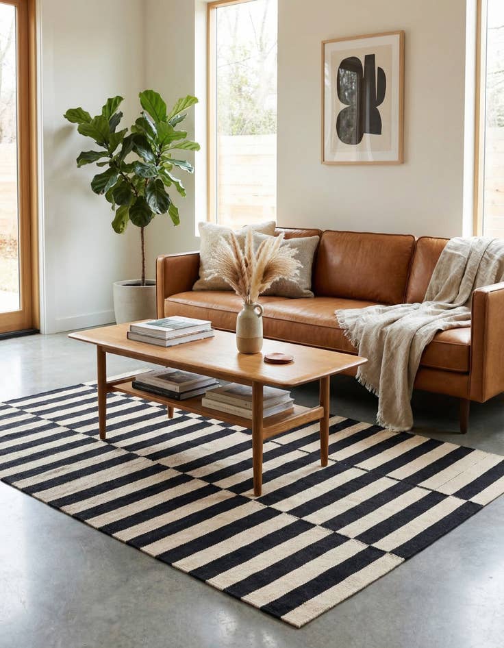 Detail image of 4' 2 x 5' 10  Hand Woven Kilim Modern Wool Rug