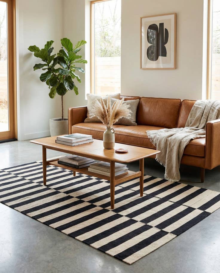 Detail image of 4' 2 x 5' 10 Hand Woven Kilim Modern Wool Rug
